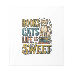 Bloco De Notas Livros Gatos Vida É Doce Design Leitor de Gato Vin