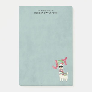 Bloco De Notas Llama vestindo um Papai Noel e óculos escuros Joy