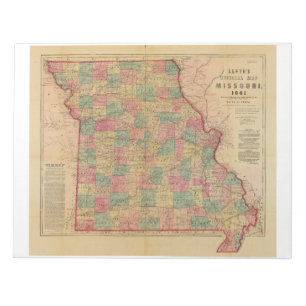 Bloco De Notas Lloyd's Offical Map of Missouri (1861)