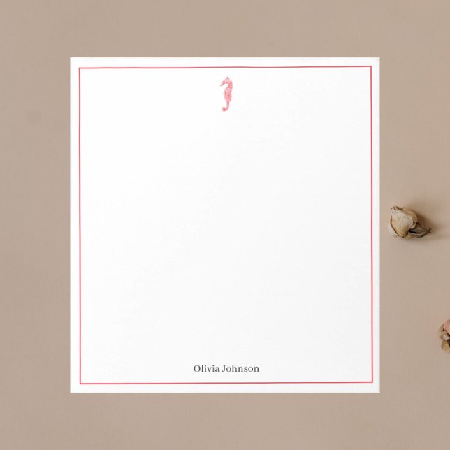 Bloco De Notas Llustração da aquarela do cavalo marinho vermelho  (Criador carregado)