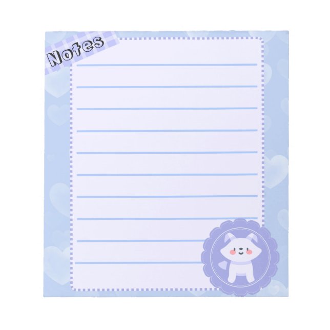 Bloco De Notas Lobo Bebê Pastel Azul Fofo  (Frente)