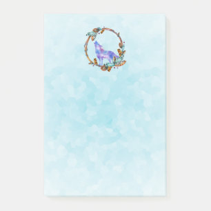 Bloco De Notas Lobo de Aquarelas em Pé de Estilo Boho