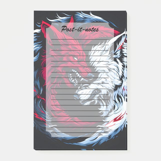 Bloco De Notas Lobo Lunar Selvagem Duplo (Frente)