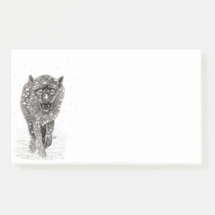 Bloco De Notas Lobo Negro Zangado na Neve, inverno selvagem