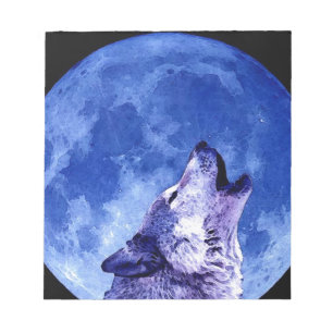 Bloco De Notas Lobo Uivando para a Lua