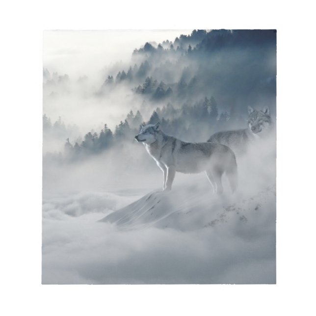 Bloco De Notas Lobos numa paisagem de inverno (Frente)