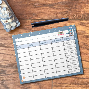 Bloco De Notas Log de Leitura de Inverno do Kid com Notepad de Cl