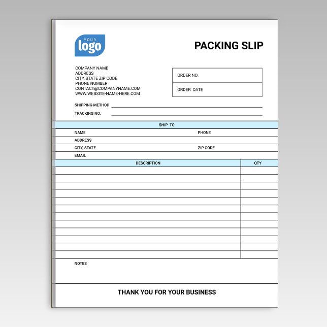 Bloco De Notas Logo Small Business Packing Slip Template Notepad (Criador carregado)
