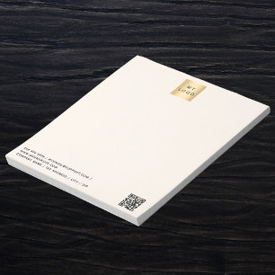 Bloco De Notas Logotipo comercial de creme bege Código QR