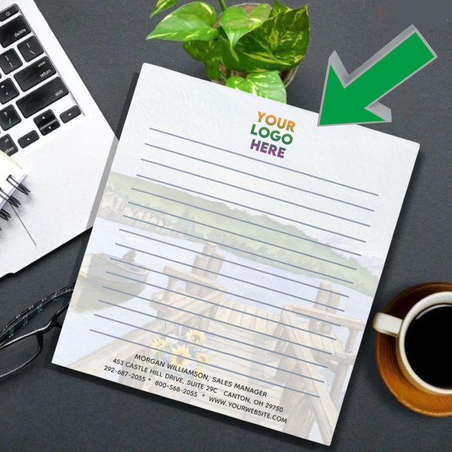 Bloco De Notas Logotipo Corporativo Rustic Lake Único Vinculado (Criador carregado)