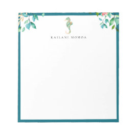 Bloco De Notas Logotipo de Cavalo-Marinho Floral Botânico Quadro 
