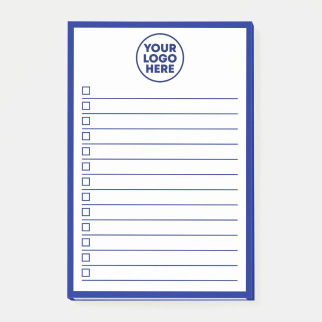 Bloco De Notas Logotipo de Negócios Modernos Lista de Tarefas Azu (Frente)