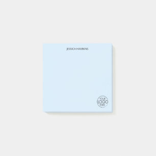 Bloco De Notas Logotipo de papelaria pessoal simples azul pálido