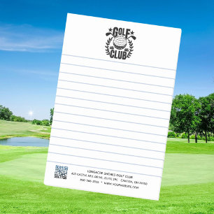 Bloco De Notas Logotipo do Clube de Golfe e Código QR Lined    