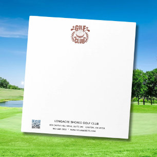 Bloco De Notas Logotipo do Clube de Golfe e Código QR Sem Linhas