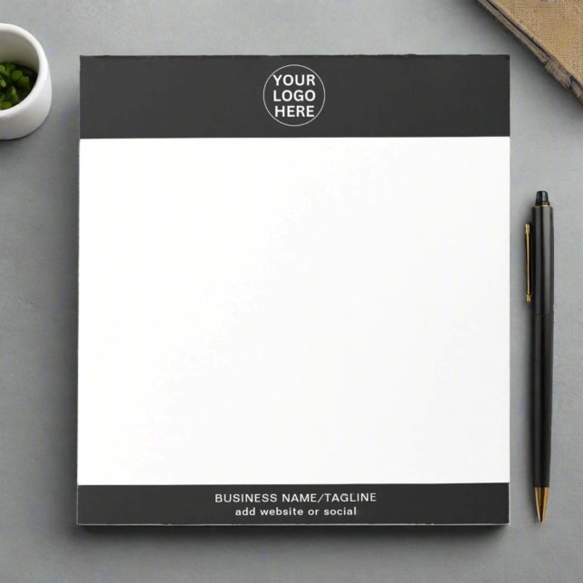 Bloco De Notas Logotipo e texto personalizados preto e branco (Criador carregado)