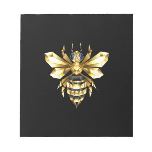 Bloco De Notas Logotipo Faux Gold Foil Polygonal da Abelha em Pre