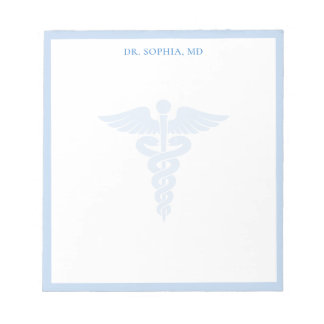 Bloco De Notas Logotipo Médico Azul Minimalista Personalizado Méd