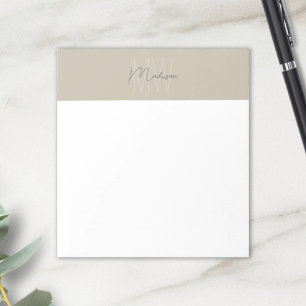 Bloco De Notas Logotipo Monograma Bege Minimalista Moderno
