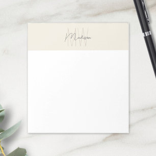 Bloco De Notas Logotipo Monograma Creme Modernidade Minimalista