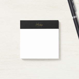 Bloco De Notas Logotipo Monograma Preto e Dourado Minimalista Mod