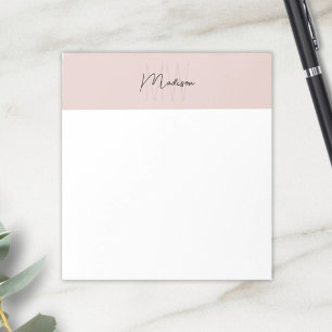 Bloco De Notas Logotipo Monograma Rosa Moderno Minimalista