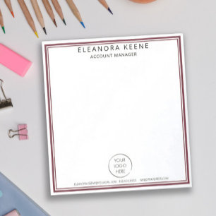 Bloco De Notas Logotipo, Nome e Informações de Contato da Burgund