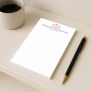 Bloco De Notas Logotipo residencial moderno - Imobiliário Vermelh