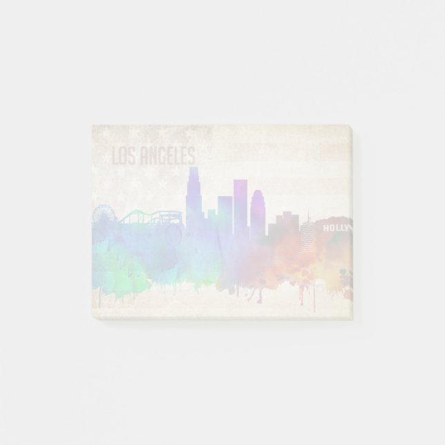Bloco De Notas Los Angeles, skyline da cidade da aguarela de CA | (Frente)