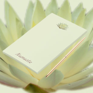 Bloco De Notas Lotus Floral Amarelo Waterlily Namaste Verde Pálid