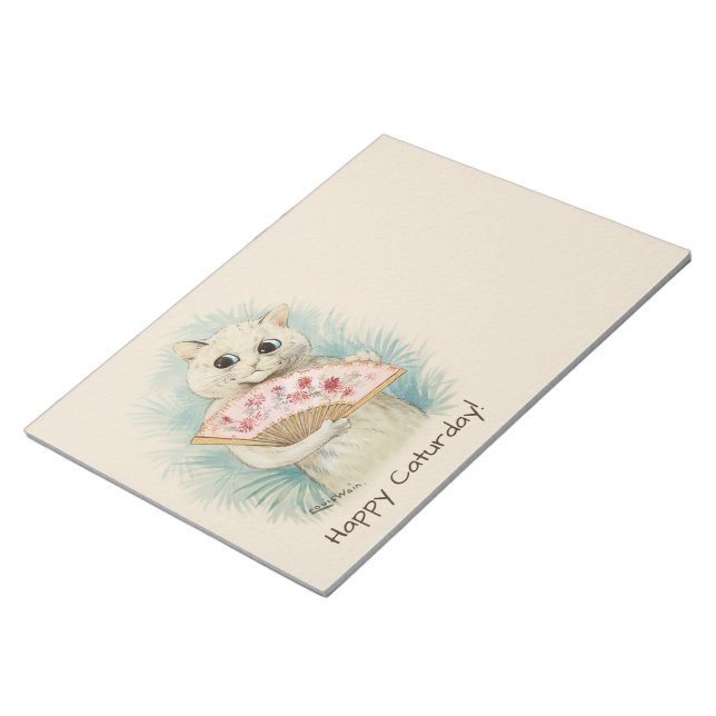 Bloco De Notas Louis Wain White cat com um ventilador CC0038 (Inclinado)