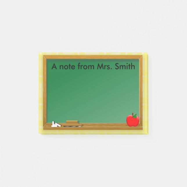 Bloco De Notas Lousa Apple Amarelo Xadrez Professor (Frente)