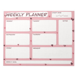 Bloco De Notas Love Heart Weekly Planner