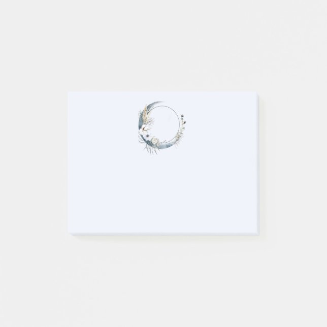 Bloco De Notas Lua azul crescendo com flores brancas (Frente)