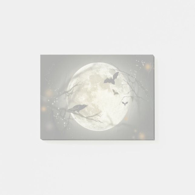 Bloco De Notas Lua cheia com morcegos e Raven (Frente)