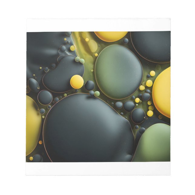 Bloco De Notas Luminous Fluid Dynamics: Yellow and Green Abstract (Frente)
