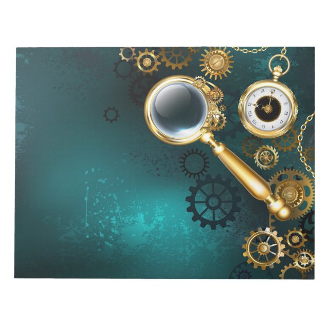 Bloco De Notas Lupa no estilo Steampunk (Frente)