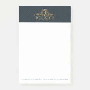 Bloco De Notas Luxo Azul Dourado com a Marca do Hotel