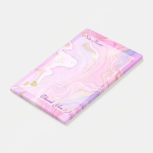 Bloco De Notas Luxo Marble Glitter Rosa Púrpura Dourada