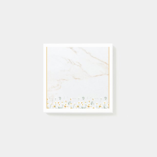 Bloco De Notas Luxury Gold Marble Daisy Notes Block (Frente)