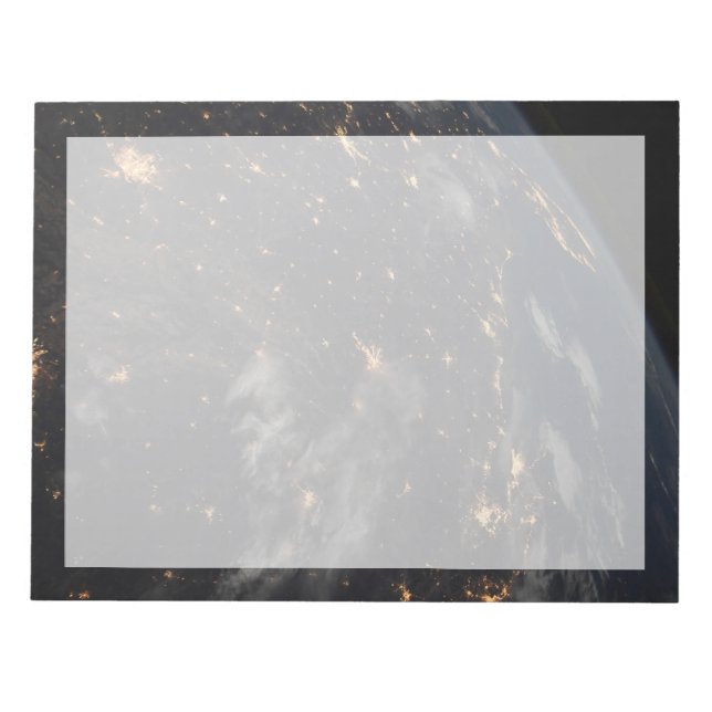 Bloco De Notas Luzes Da Cidade À Noite No Planeta Terra (Frente)