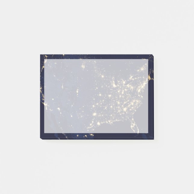 Bloco De Notas Luzes Da Cidade Dos Estados Unidos À Noite. (Frente)