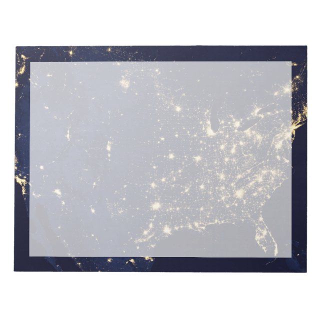 Bloco De Notas Luzes Da Cidade Dos Estados Unidos À Noite. (Frente)