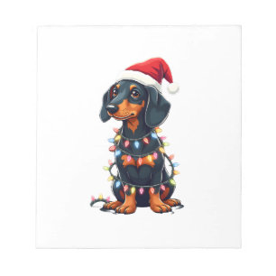 Bloco De Notas Luzes de Natal Dachshund Chapéu de Papai Noel Amor