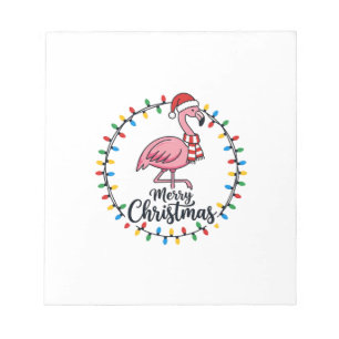 Bloco De Notas Luzes de Natal de Flamingo Feriado