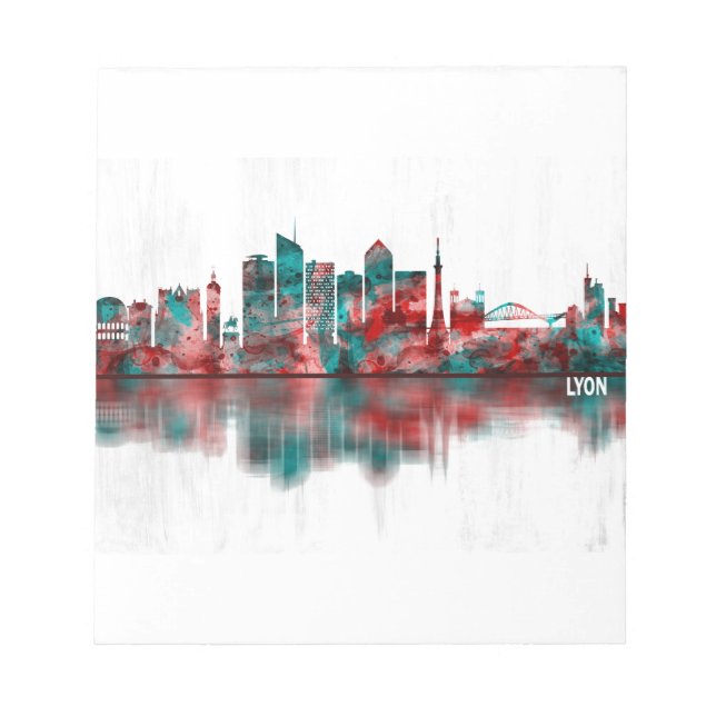 Bloco De Notas Lyon França Skyline (Frente)