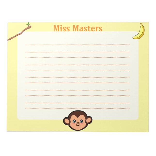 Bloco De Notas Macaco Animal Pensava Em Notepads Personalizados (Frente)