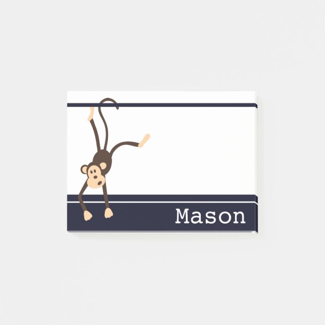 Bloco De Notas Macaco Cheeky Engraçado Personalizado (Frente)