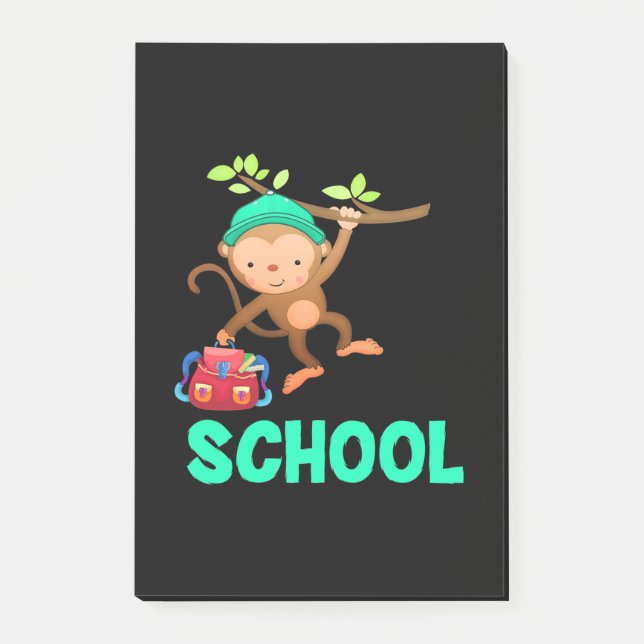 Bloco De Notas Macaco De Volta À Escola (Frente)