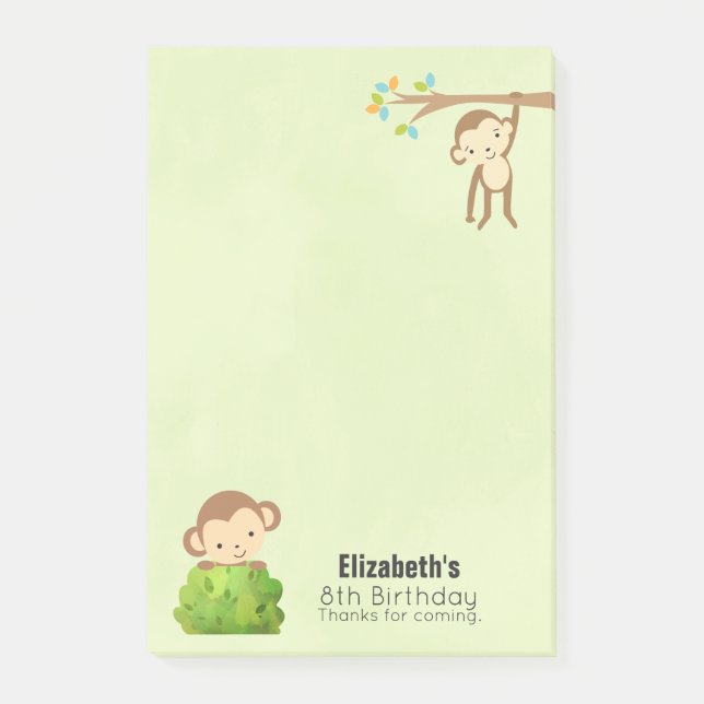 Bloco De Notas Macacos Jogando e Obrigados de aniversário bonitos (Frente)